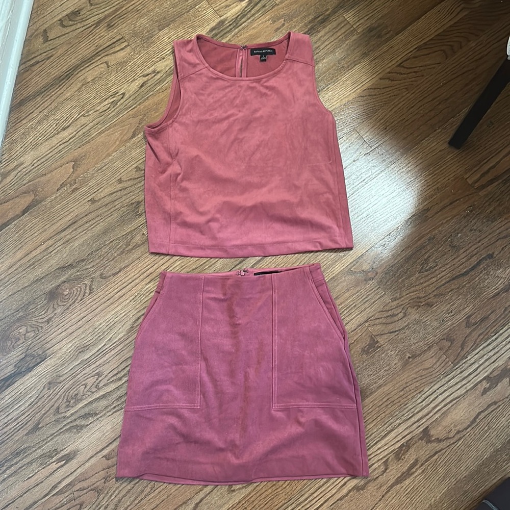 Banana Republic Dusty Rose Suede-Look Tank & Skirt Set